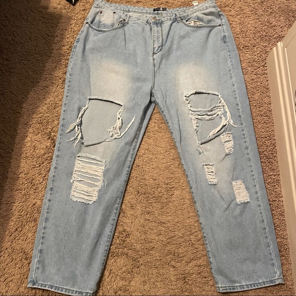 Denim - Plus Sized BooHoo ripped jeans
